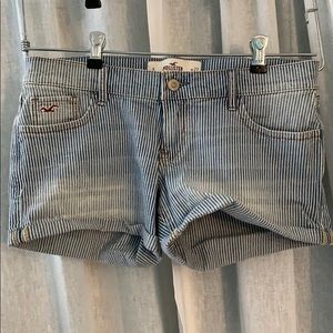 Blue and White Striped Hollister Shorts